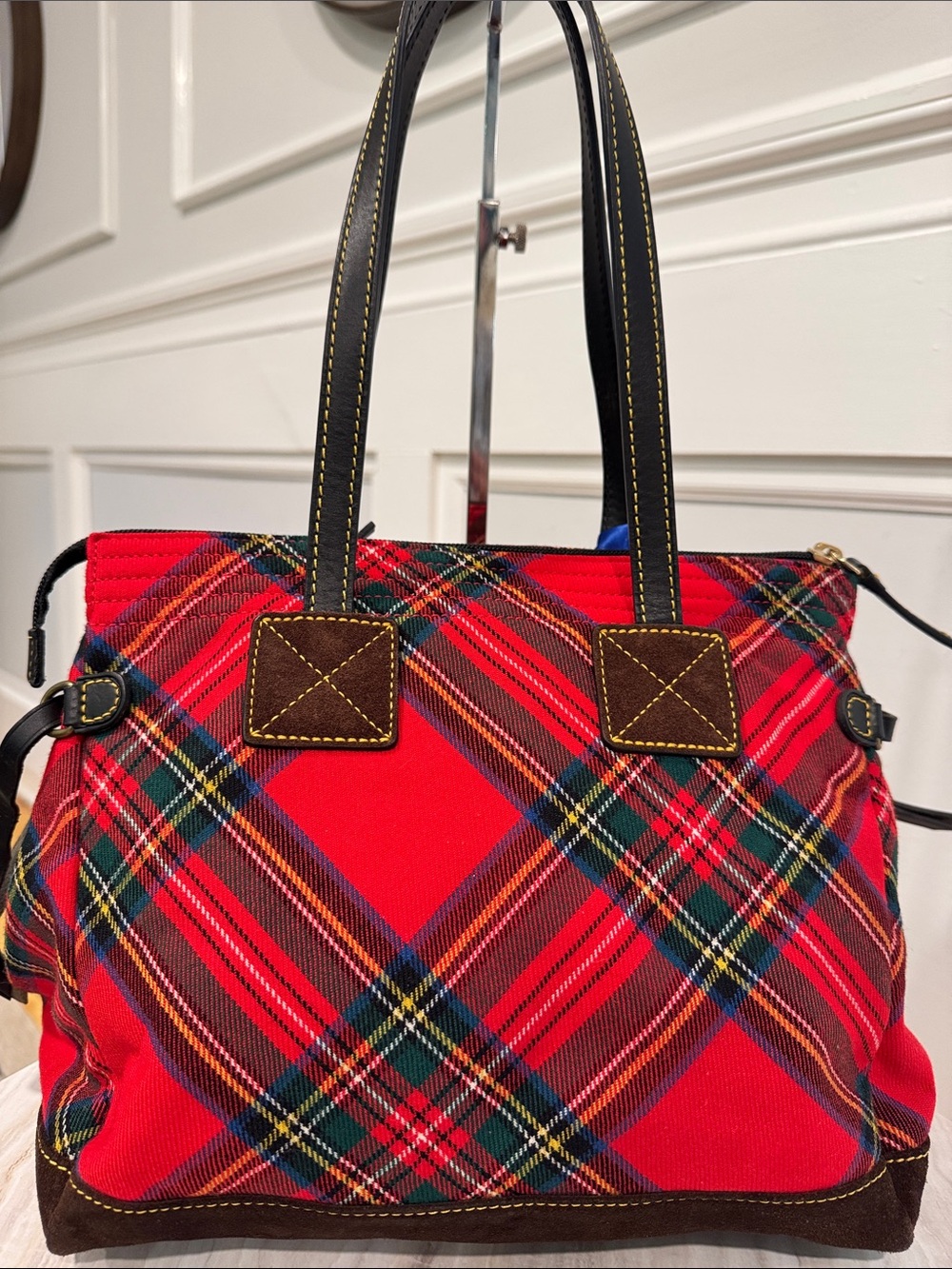Dooney & Bourke Bag Red Tartan Plaid Holiday Tote - Picture 9 of 17